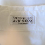 Brunello Cucinelli Monili Roll-Tab Button Down Shirt White Cotton Size Small