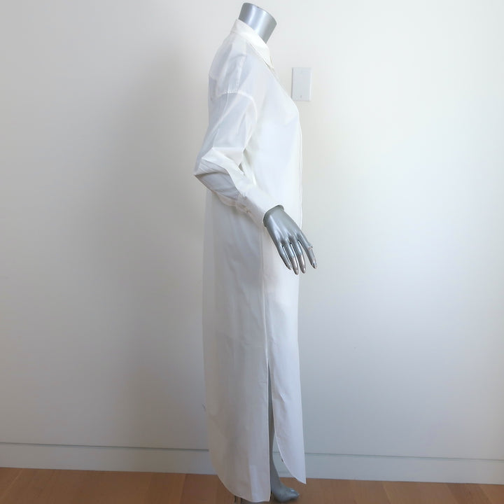 Brunello Cucinelli Monili-Trim Midi Shirtdress White Poplin Size Extra Small