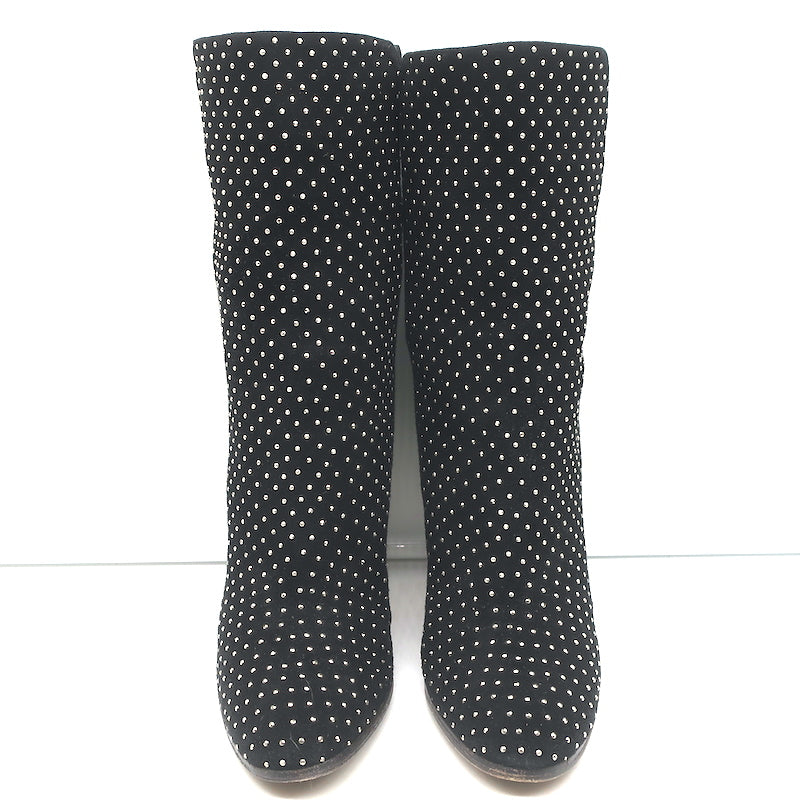 Jimmy Choo Tari Studded Ankle Boots Black Suede Size 39.5