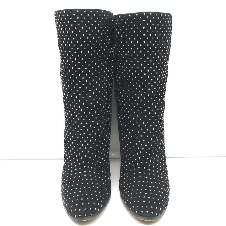 Jimmy Choo Tari Studded Ankle Boots Black Suede Size 39.5