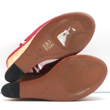 Alaia Cork Platform Wedge Sandals Red Laser Cut Suede Size 37 Ankle Strap Heels
