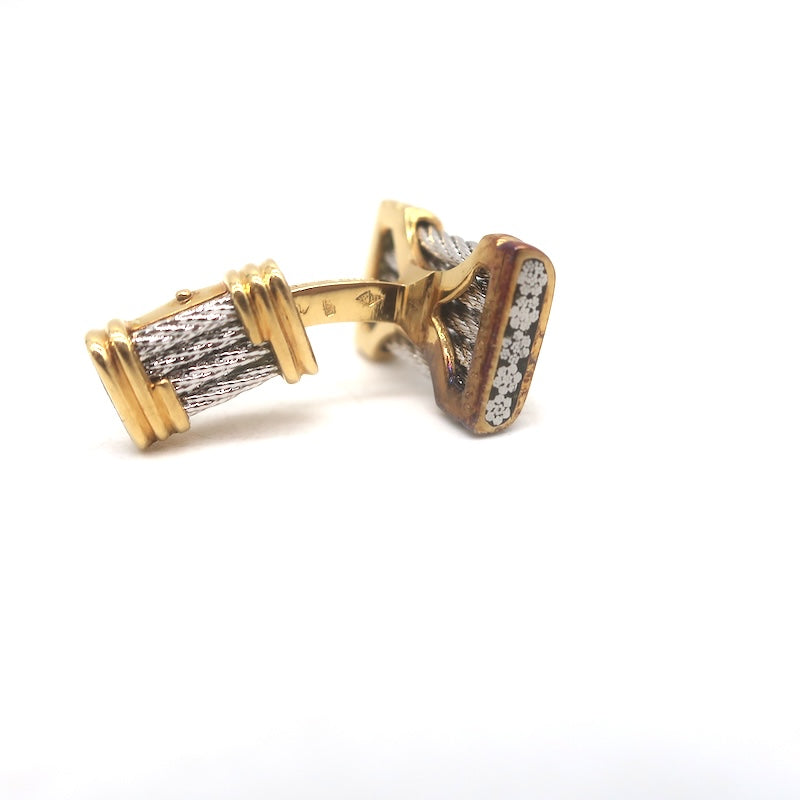FRED Paris Vintage Force 10 Cufflinks 18K Yellow Gold &amp; Stainless Steel