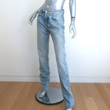The Attico Straight Leg Long Jeans Light Blue Denim Size 38