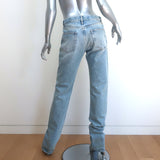 The Attico Straight Leg Long Jeans Light Blue Denim Size 38