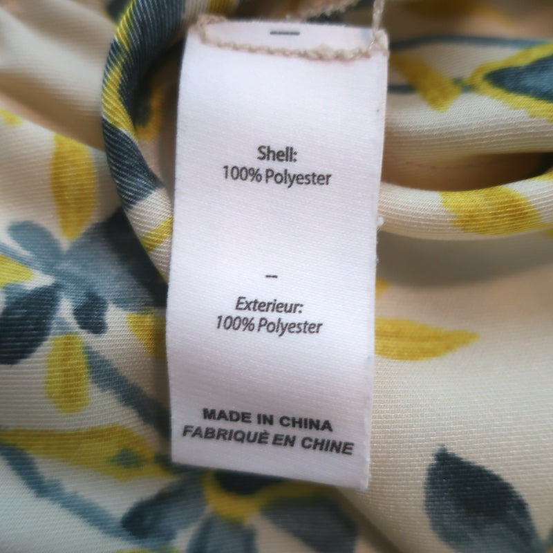 Cinq a Sept Raelynn drawstring blouse in yellow floral print, pre-owned and gently worn, authentic luxury