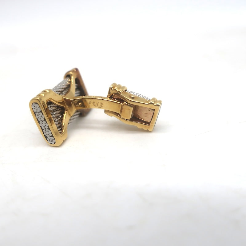 FRED Paris Vintage Force 10 Cufflinks 18K Yellow Gold &amp; Stainless Steel