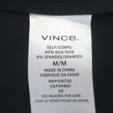 Vince Ruched Shoulder Blouse Black Stretch Silk Size Medium Short Sleeve Top