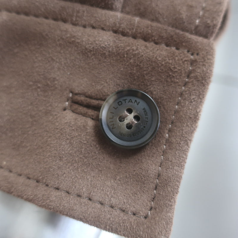 Nili Lotan Beauvais Suede Jacket Cafe Brown Size Small