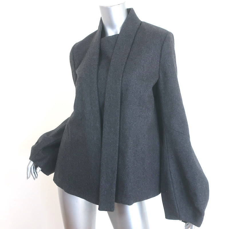 Marni Neck-Tie Bell Sleeve Jacket Charcoal Wool Felt Size 44