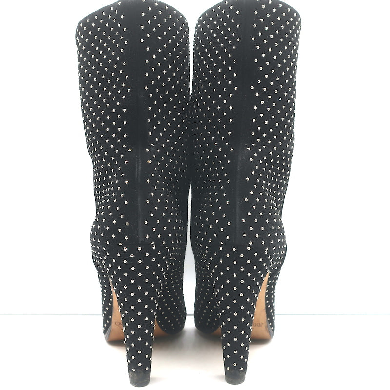 Jimmy Choo Tari Studded Ankle Boots Black Suede Size 39.5