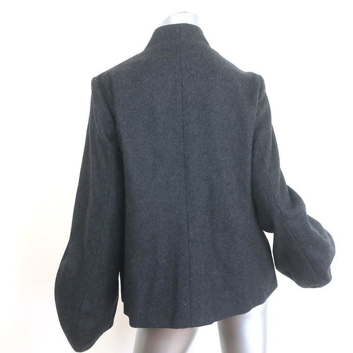 Marni Neck-Tie Bell Sleeve Jacket Charcoal Wool Felt Size 44