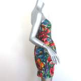 Dolce & Gabbana strapless mini dress, multicolor floral cotton, authentic pre-owned luxury piece, size 38