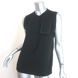 Brunello Cucinelli Monili-Trim Frayed Pocket Tank Top Black Silk Size Small