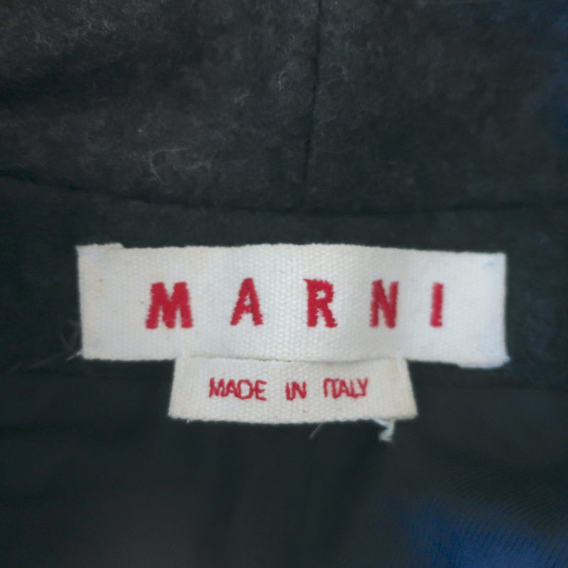 Marni Neck-Tie Bell Sleeve Jacket Charcoal Wool Felt Size 44