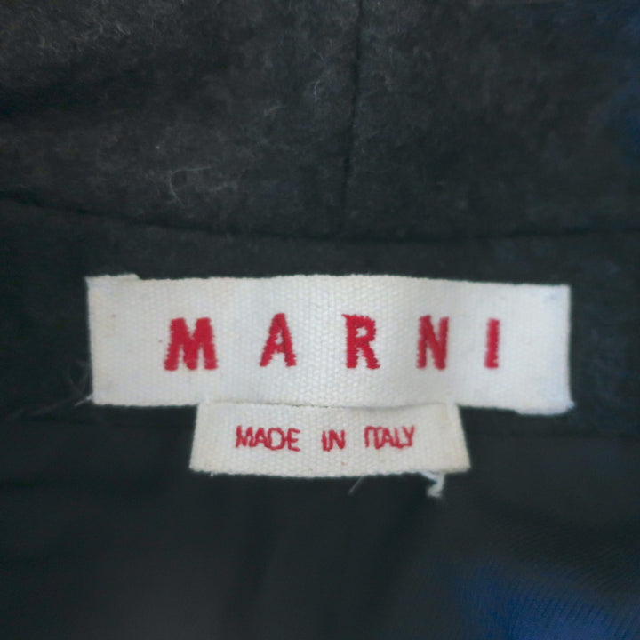 Marni Neck-Tie Bell Sleeve Jacket Charcoal Wool Felt Size 44