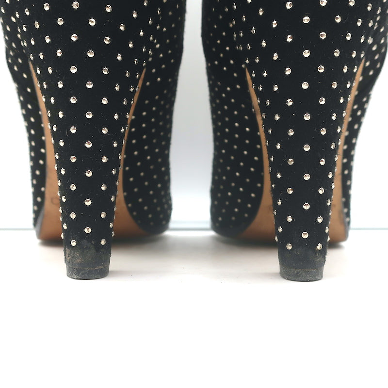 Jimmy Choo Tari Studded Ankle Boots Black Suede Size 39.5