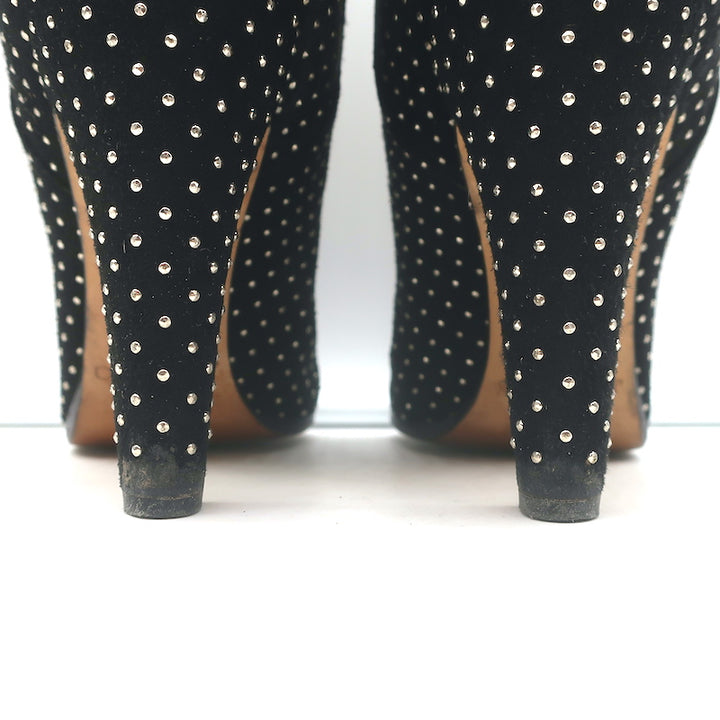 Jimmy Choo Tari Studded Ankle Boots Black Suede Size 39.5