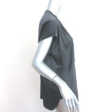 Vince Shirred Neck Top Charcoal Silk Satin Size Medium Short Sleeve Blouse