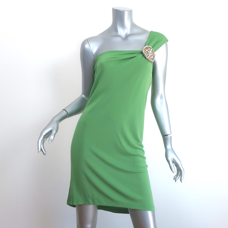 Celine Finition Main Crystal-Embellished One Shoulder Dress Green Jers Celebrity Owned Celine Finition Main Crystal-Embellished One Shoulder Dress Green Jers Celebrity Owned