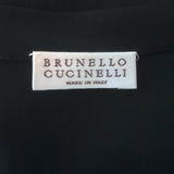 Brunello Cucinelli Monili-Trim Frayed Pocket Tank Top Black Silk Size Small