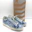 Golden Goose Superstar Denim Sneakers with Glitter Heel Tab Blue Size 36 NEW