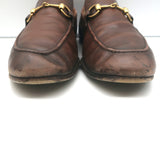 Gucci Jordaan Horsebit Loafers Brown Burnished Leather Size 10