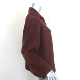 Nili Lotan Deryl Cashmere Cardigan Dark Rust Ribbed Knit Size Small