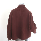 Nili Lotan Deryl Cashmere Cardigan Dark Rust Ribbed Knit Size Small