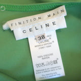 Celine Finition Main Crystal-Embellished One Shoulder Dress Green Jersey Size 38