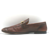 Gucci Jordaan Horsebit Loafers Brown Burnished Leather Size 10