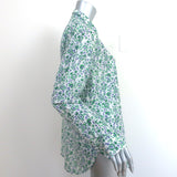 XIRENA Beau Shirt White/Green Floral Print Cotton-Silk Size Medium