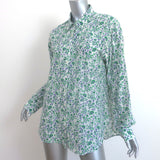 XIRENA Beau Shirt White/Green Floral Print Cotton-Silk Size Medium