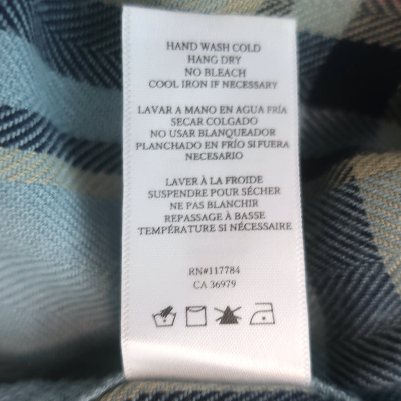 Authentic pre-owned Rails Hunter plaid shirt in teal, peach &amp; navy, extra-small — luxury pre-loved button-down