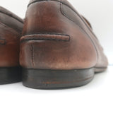 Gucci Jordaan Horsebit Loafers Brown Burnished Leather Size 10