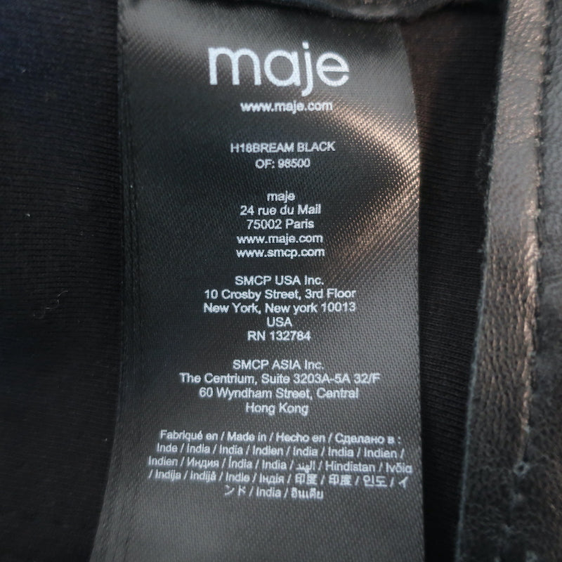 Maje Bream Dream Tomorrow Embroidered Leather Moto Jacket Black Size 36
