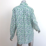 XIRENA Beau Shirt White/Green Floral Print Cotton-Silk Size Medium
