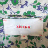 XIRENA Beau Shirt White/Green Floral Print Cotton-Silk Size Medium