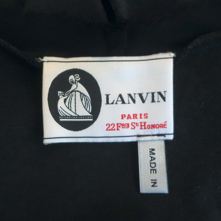 Lanvin Bow Belt Dress Black Chiffon-Overlay Jersey Size Small Sleeveless Sheath
