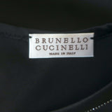 Brunello Cucinelli Monili-Trim Satin T-Shirt Black Size Medium Short Sleeve Top