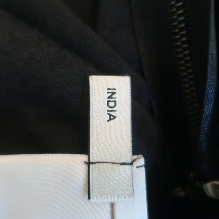 Lanvin Bow Belt Dress Black Chiffon-Overlay Jersey Size Small Sleeveless Sheath