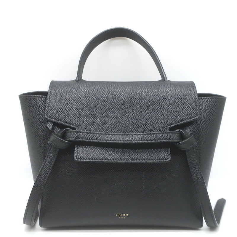 Celine Nano Belt Bag Black Grained Leather Crossbody