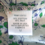 XIRENA Beau Shirt White/Green Floral Print Cotton-Silk Size Medium