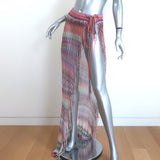 Authentic Missoni chevron knit fringed sarong maxi wrap skirt, multicolor viscose blend, pre-owned