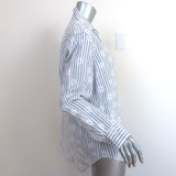 Frank & Eileen Eileen Button Up Shirt White/Blue Floral Stripe Linen Size Medium