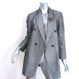 Brunello Cucinelli Crystal-Embellished Double Breasted Blazer Gray Size 42