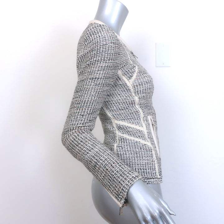 IRO Noelia Jacket Cream/Black Leather-Trim Metallic Tweed Size 0