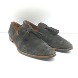 Giorgio Armani Tassel Loafers Dark Gray Perforated Suede Size 9