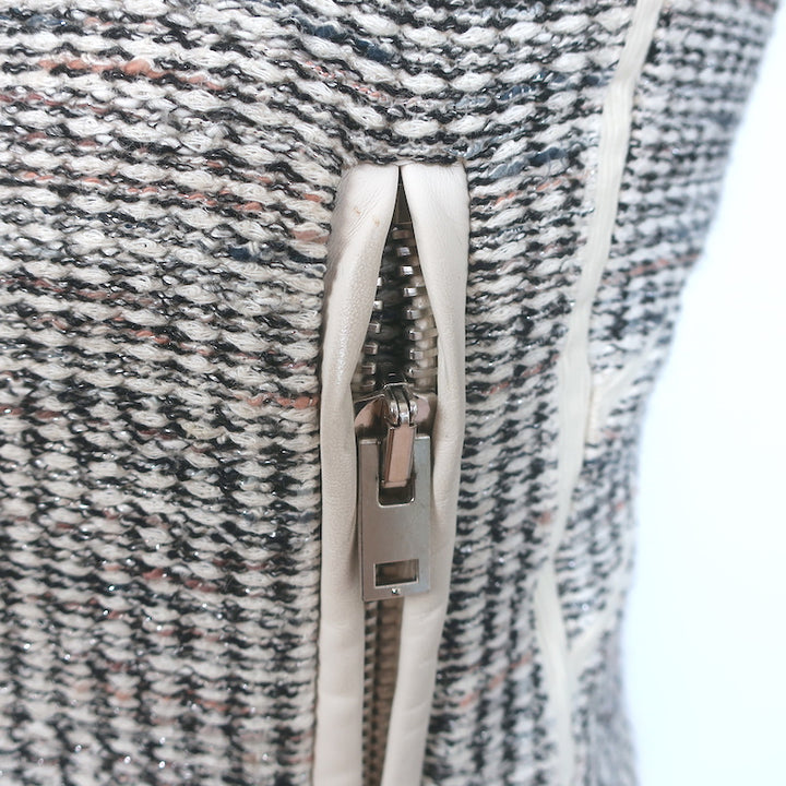 IRO Noelia Jacket Cream/Black Leather-Trim Metallic Tweed Size 0