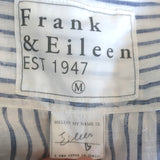 Frank & Eileen Eileen Button Up Shirt White/Blue Floral Stripe Linen Size Medium