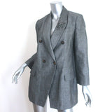 Brunello Cucinelli Crystal-Embellished Double Breasted Blazer Gray Size 42